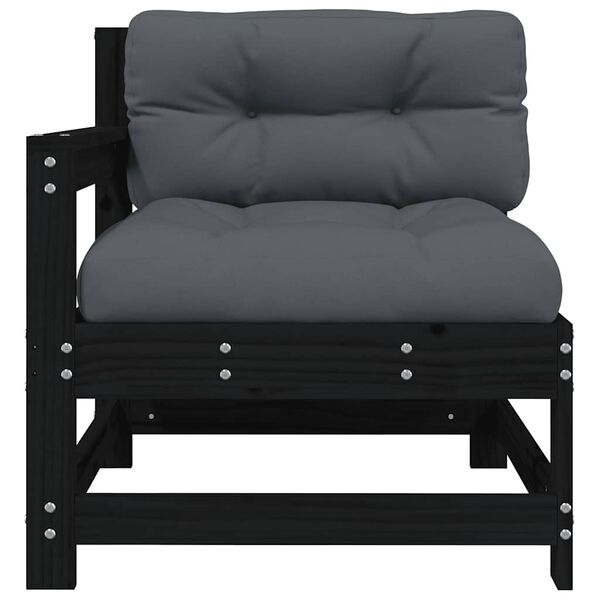 vidaXL Chaise de jardin avec coussins noir bois de pin massif