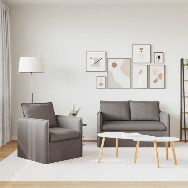 vidaXL Ensemble de Canap&eacute;s 2 pcs Taupe 196 x 82 x 85 cm tissu