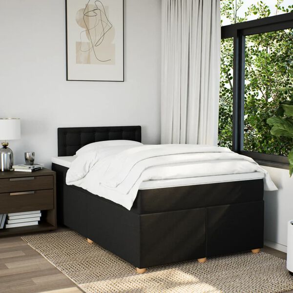 vidaXL Sommier &agrave; lattes de lit avec matelas noir 120x190 cm tissu
