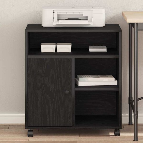 vidaXL Support d'imprimante avec stockage Chêne noir 60 x 50 x 67 cm