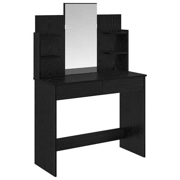 vidaXL Table de maquillage avec miroir Ch&ecirc;ne noir 96 x 39 x 142 cm