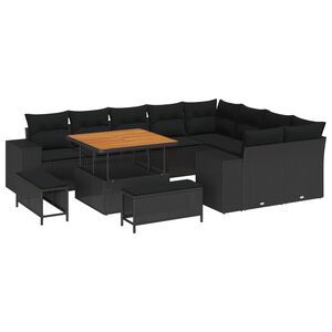 vidaXL Ensemble de canap&eacute; de jardin 12 pc Noir polyrotin