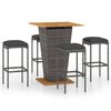 vidaXL Ensemble de bar de jardin 5 pcs et coussins R&eacute;sine tress&eacute;e Gris