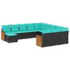 vidaXL Salon de jardin avec coussins 12 pcs noir r&eacute;sine tress&eacute;e