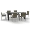 vidaXL Ensemble &agrave; manger jardin et coussins 7 pcs Noir et gris Rotin