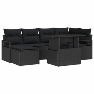 vidaXL Ensemble de canap&eacute; de jardin avec coussin 7 pcs Noir