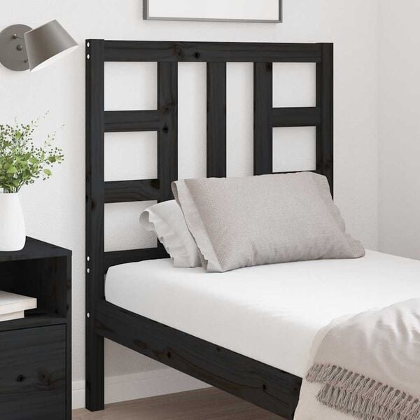 vidaXL T&ecirc;te de lit Noir 81x4x100 cm Bois massif de pin