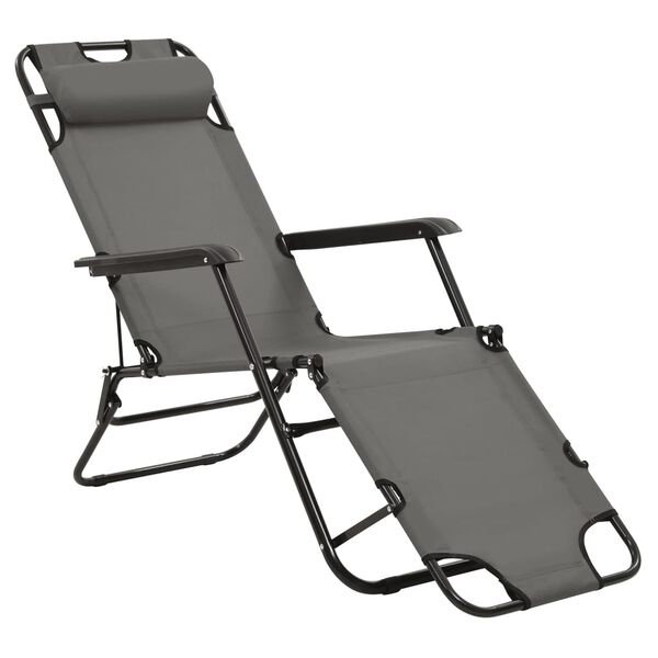 vidaXL Chaises longues pliables 2 pcs avec repose-pied Acier Gris