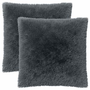 vidaXL Coussin avec oreiller HEERLEN 2 pi&egrave;ces Anthracite Fleece PV