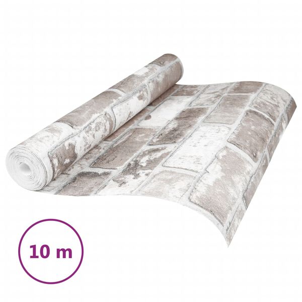 vidaXL Papier peint 3D motif de brique gris 10x0,53 m non tissé
