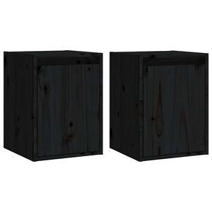 vidaXL Armoires murales 2 pcs Noir 30x30x40 cm Bois de pin massif