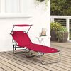 vidaXL Chaise longue pliante avec coussin Rouge 56 x 190 x 81cm tissu