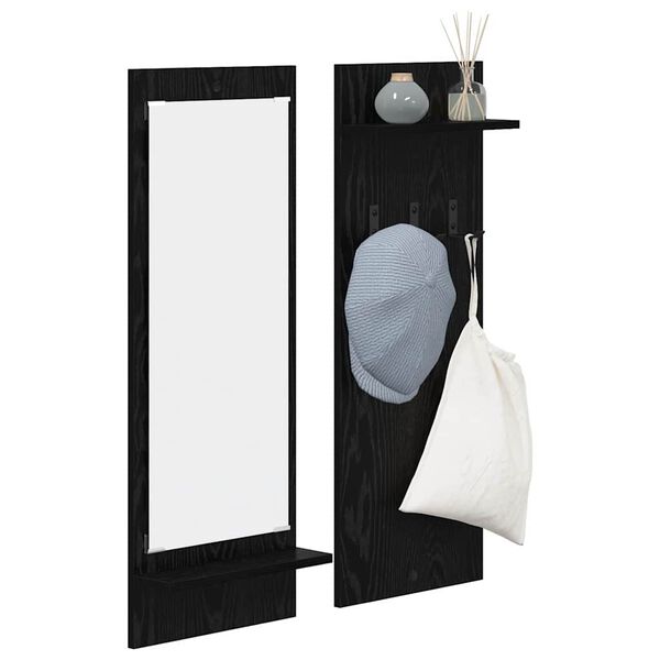 vidaXL Porte-manteau mural avec étagère Chêne noir 70 x 10 x 90 cm