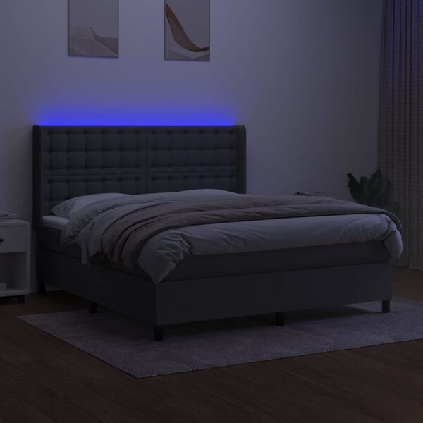 vidaXL Sommier &agrave; lattes de lit matelas LED Gris fonc&eacute; 180x200 cm Tissu