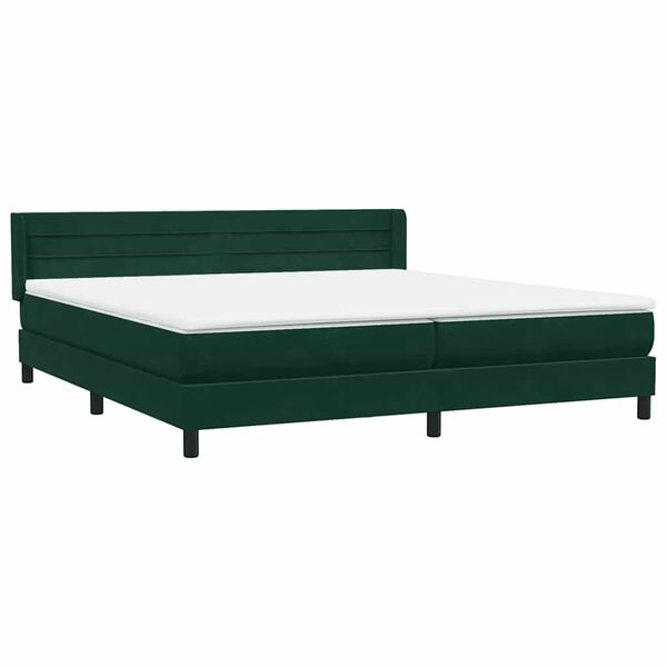 vidaXL Sommier &agrave; lattes de lit et matelas vert fonc&eacute; 180x220cm velours