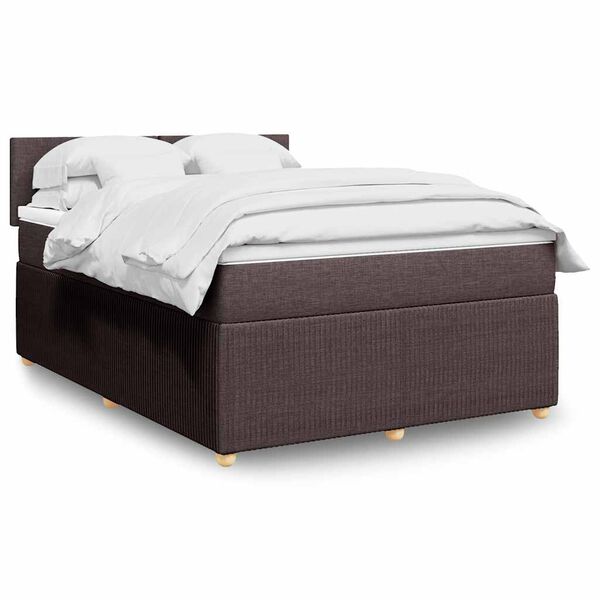 vidaXL Sommier &agrave; lattes de lit avec matelas Marron fonc&eacute; 140x190 cm