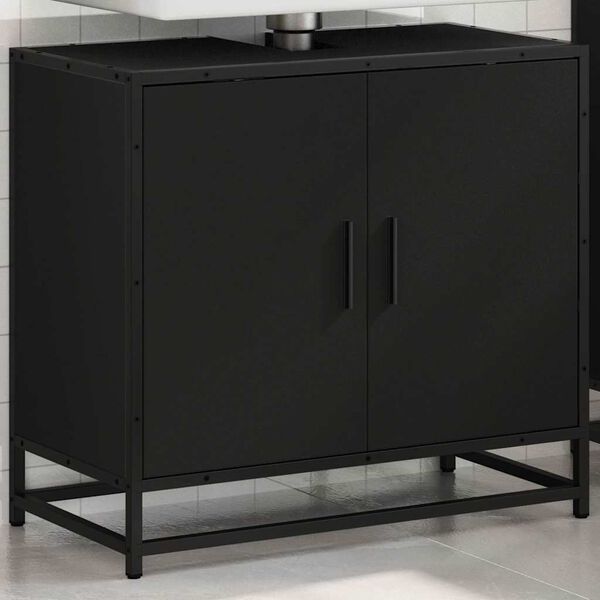 vidaXL Armoire de lavabo de salle de bain noir 65x33x60 cm