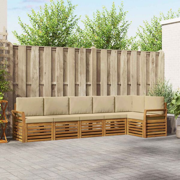 vidaXL Ensembles de canap&eacute;s avec coussin 6 pcs Naturel et Beige