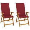 vidaXL Fauteuils pliants inclinables (lot de 2) avec coussins, en bois d'acacia massif