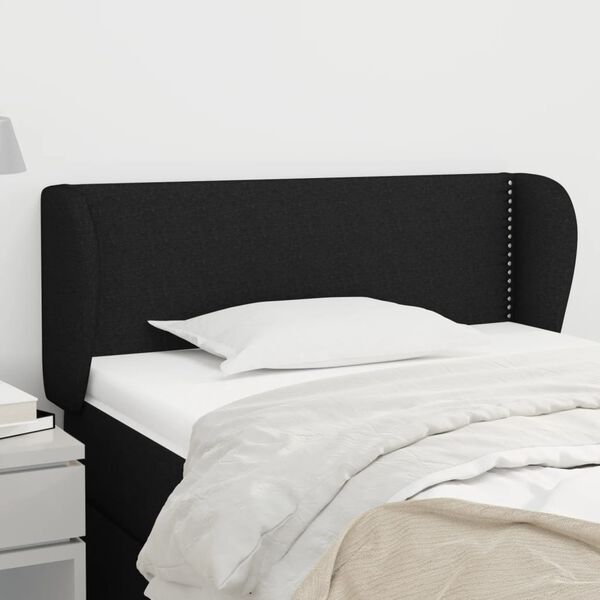 vidaXL T&ecirc;te de lit avec oreilles Noir 93x23x78/88 cm Tissu