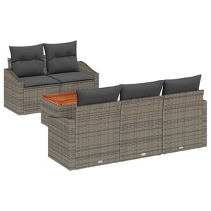 vidaXL Ensemble de canap&eacute; de jardin avec coussin 6 pcs Gris polyrotin