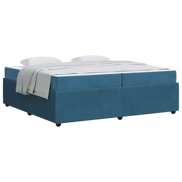 vidaXL Cadre de lit avec matelas Bleu 200 x 200 cm tissu