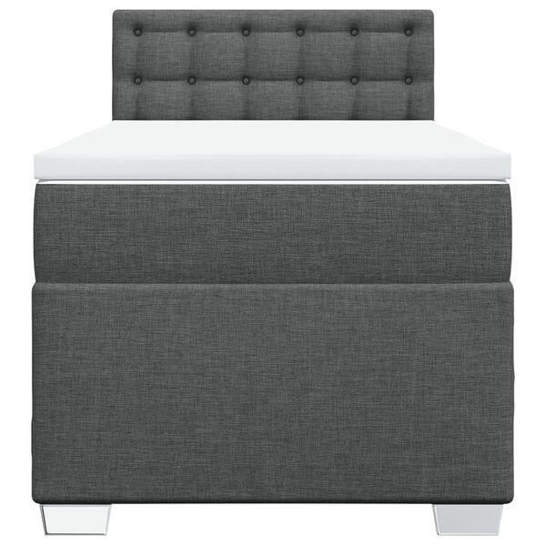 vidaXL Sommier &agrave; lattes de lit avec matelas Gris fonc&eacute; 90x200 cm Tissu