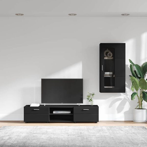 vidaXL Ensemble meuble TV avec tiroir FLORIN Noir Bois d'ing&eacute;nierie