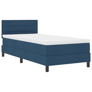 vidaXL Lit &agrave; ressorts avec matelas avec LED Bleu 80 x 200 cm tissu