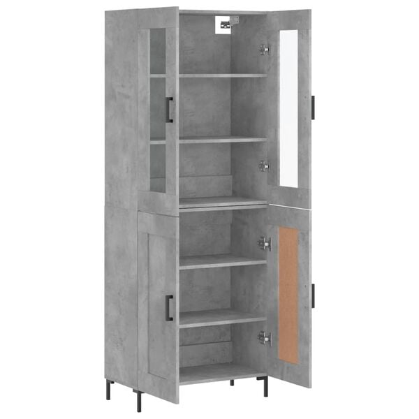 vidaXL Buffet haut Gris b&eacute;ton 69,5x34x180 cm Bois d'ing&eacute;nierie