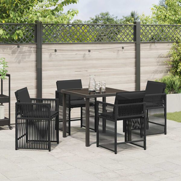 vidaXL Ensemble de salle &agrave; manger pour jardin 5 pcs Noir polyrotin