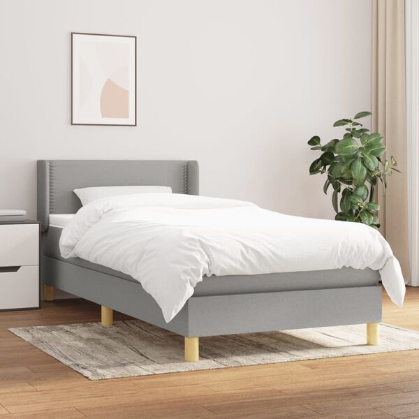 vidaXL Sommier &agrave; lattes de lit avec matelas Gris clair 80x200 cm Tissu