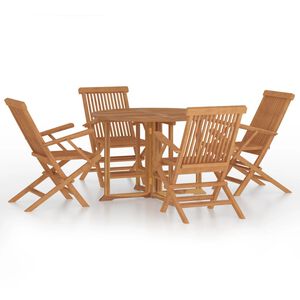 vidaXL Ensemble &agrave; d&icirc;ner d'ext&eacute;rieur pliable 5 pcs Bois solide de teck