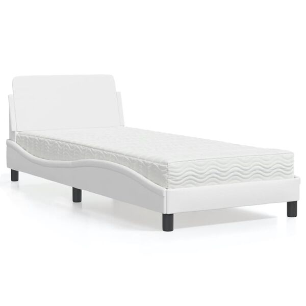vidaXL Lit avec matelas Dover blanc 90x190 cm similicuir