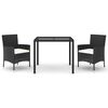 vidaXL Ensemble &agrave; manger de jardin avec coussins 3 pcs Noir