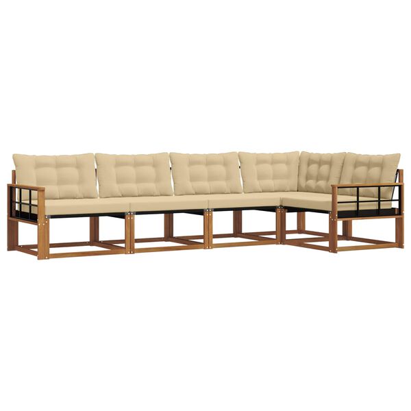 vidaXL Ensemble de canap&eacute;s d'ext&eacute;rieur 5 pcs Naturel et Beige