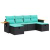 vidaXL Salon de jardin 6 pcs avec coussins noir r&eacute;sine tress&eacute;e
