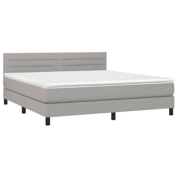 vidaXL Sommier &agrave; lattes de lit avec matelas Gris clair 180x200cm Tissu