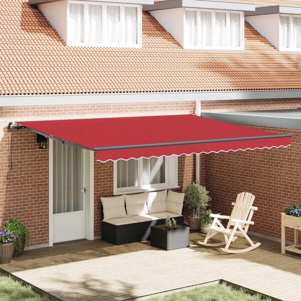 vidaXL Auvent R&eacute;tractable Rouge 450 &times; 350 cm Polyester et Acier
