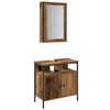 vidaXL Ensemble de mobilier de salle de bain avec porte 2 pcs Marron