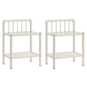 vidaXL Tables de chevet 2 pcs Blanc et transparent M&eacute;tal et verre