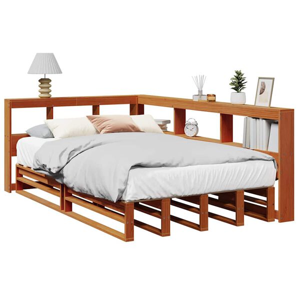 vidaXL Lit biblioth&egrave;que sans matelas cire marron 120x200 cm pin massif