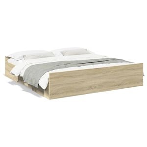vidaXL Cadre de lit avec tiroirs sans matelas ch&ecirc;ne sonoma 200x200 cm