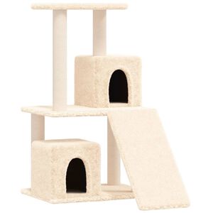 vidaXL Arbre &agrave; chat avec griffoirs en sisal Cr&egrave;me 82 cm