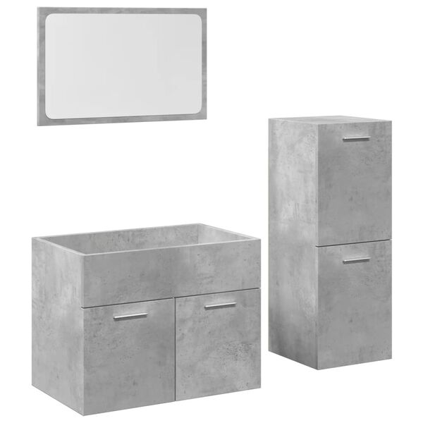 vidaXL Ensemble de meubles de salle de bain 3 pcs gris b&eacute;ton
