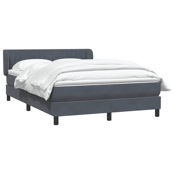 vidaXL Sommier &agrave; lattes de lit et matelas gris fonc&eacute; 140x220cm velours