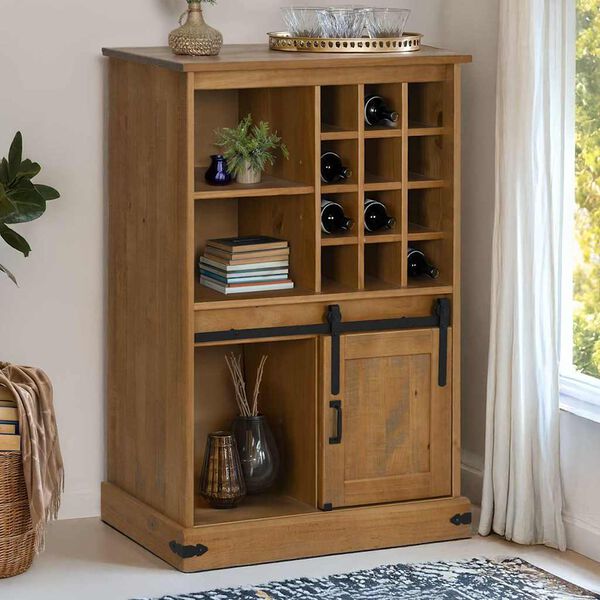 vidaXL Armoire &agrave; vin HALDEN avec casiers &agrave; vin porte coulissante pin