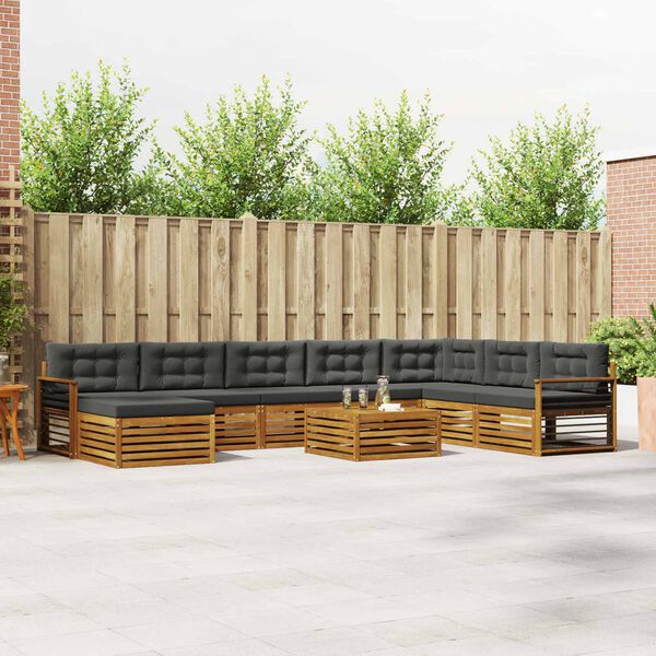 vidaXL Ensembles de canap&eacute;s avec coussin 9 pcs Naturel et Anthracite