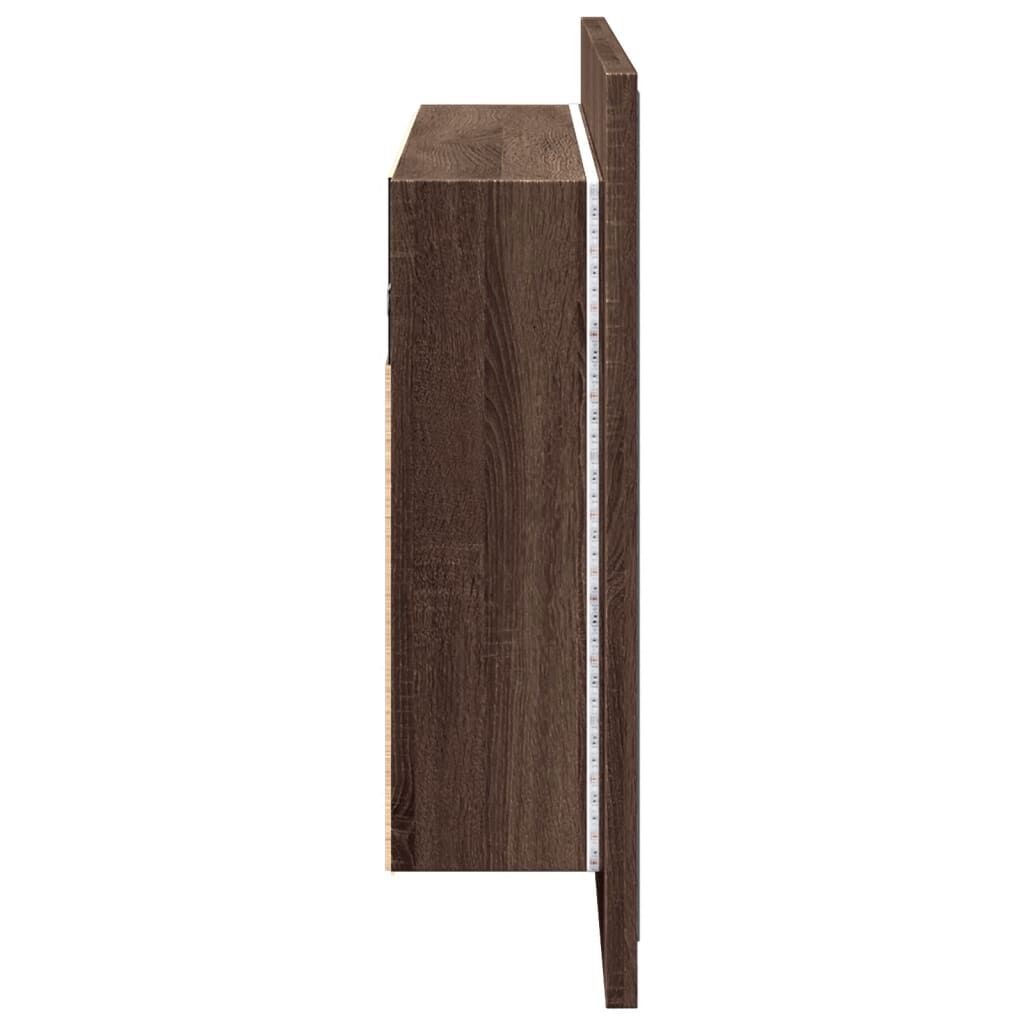 vidaXL Armoire à miroir à LED de bain chêne marron 80x12x45 cm
