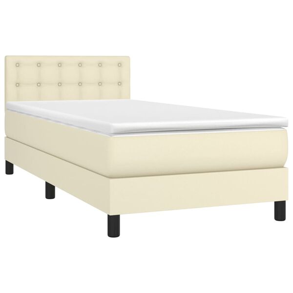 vidaXL Sommier &agrave; lattes de lit avec matelas et LED Cr&egrave;me 90x200cm